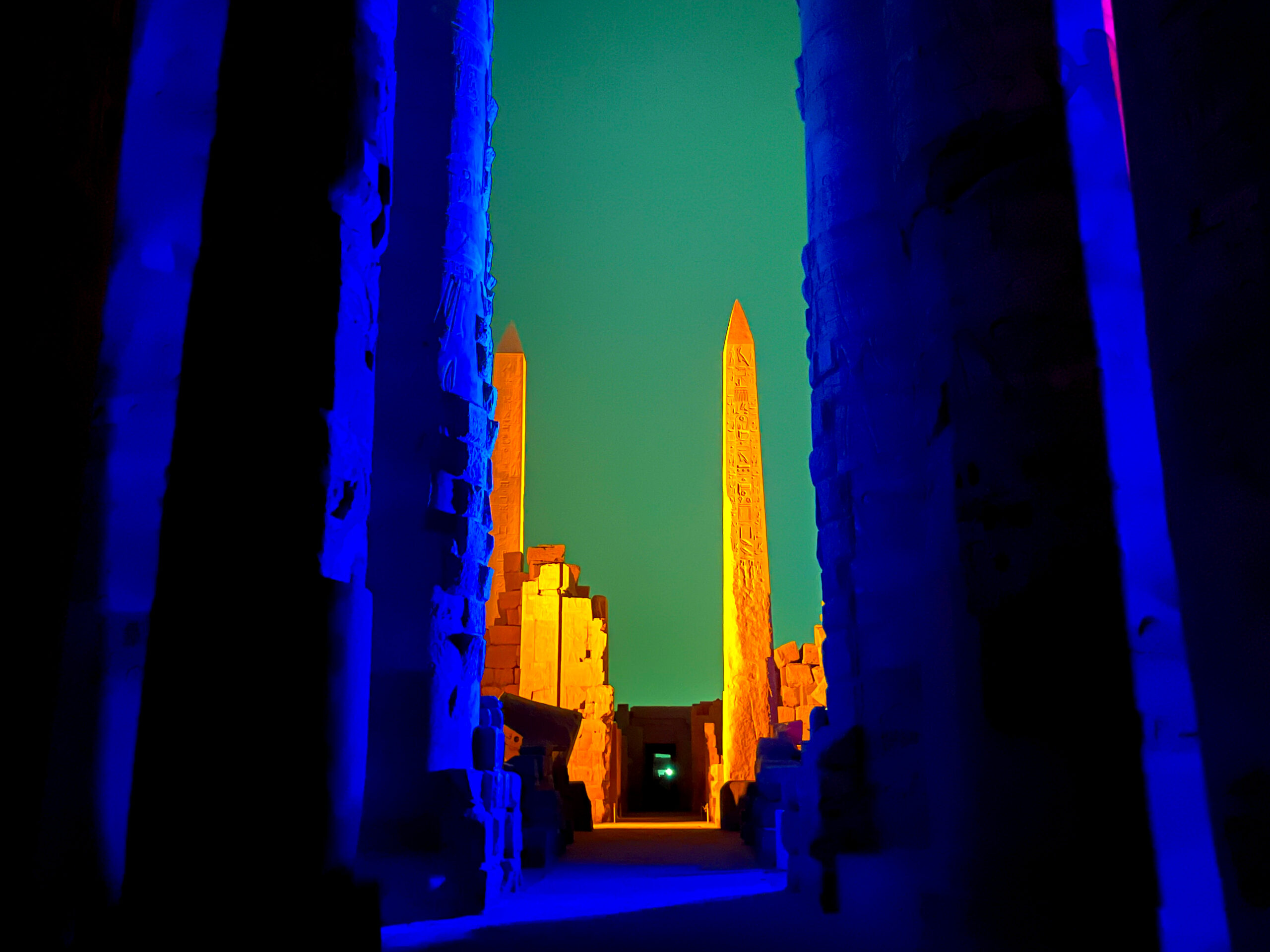The obelisks of Karnak at night